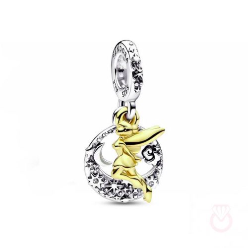 PANDORA Charm Colgante en plata de ley y con un recubrimiento en oro de 14k Campanilla Noche Celestial de Disney mujer amarillo  762517C01