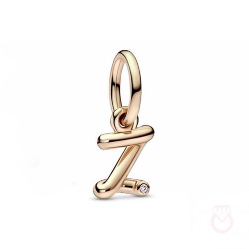 PANDORA Charm Colgante con un recubrimiento en oro rosa de 14k Alfabeto Letra Minúscula Z​ mujer rosa  782457C01