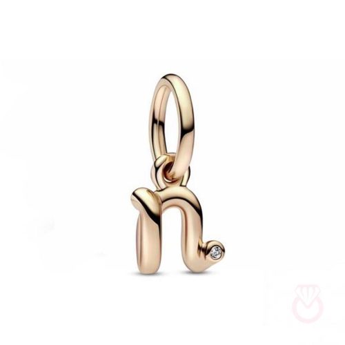 PANDORA Charm Colgante con un recubrimiento en oro rosa de 14k Alfabeto Letra Minúscula N​ mujer rosa  782475C01